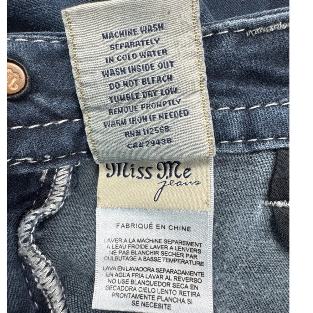 Miss Me Womens Mid Rise Skinny Jeans Dark Wash Contrast Stitch ME8060S2R Size 28